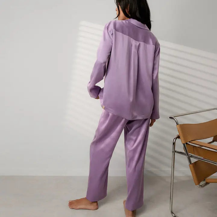 Lunya - Washable Silk Long Sleeve Pant Set - Dormant Orchid
