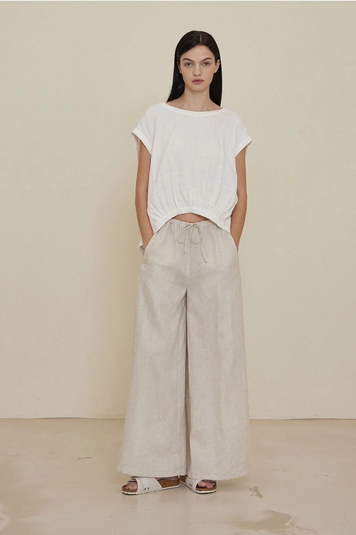 Grade + Gather - Long Line Linen Pant - Greige