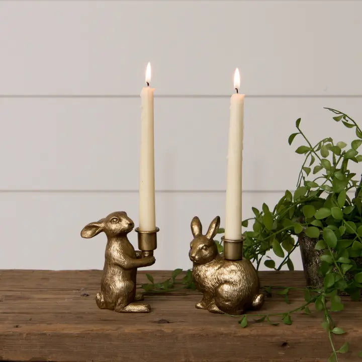 Gold Bunny Taper Candle Holder