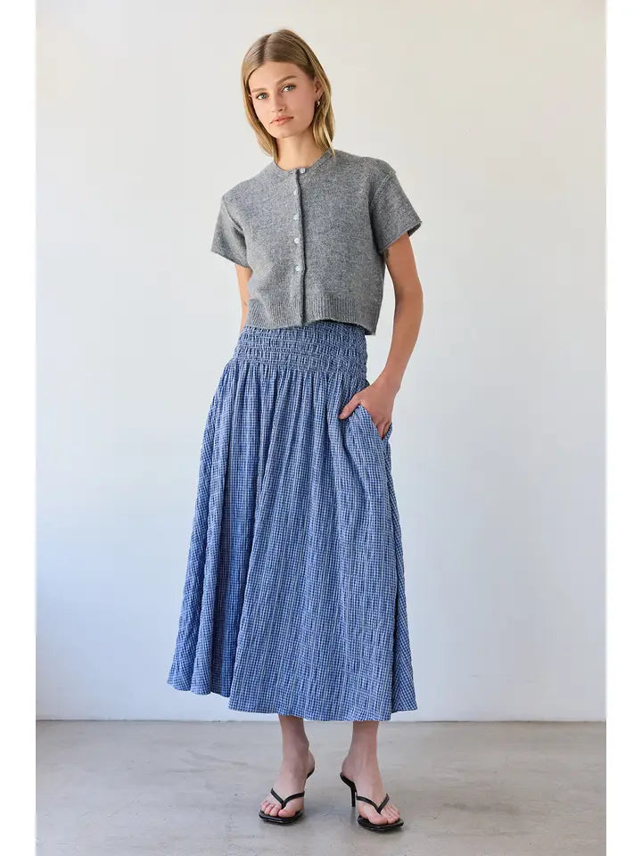 Soft Button Front Short Sleeve Knit Cardigan - Grey