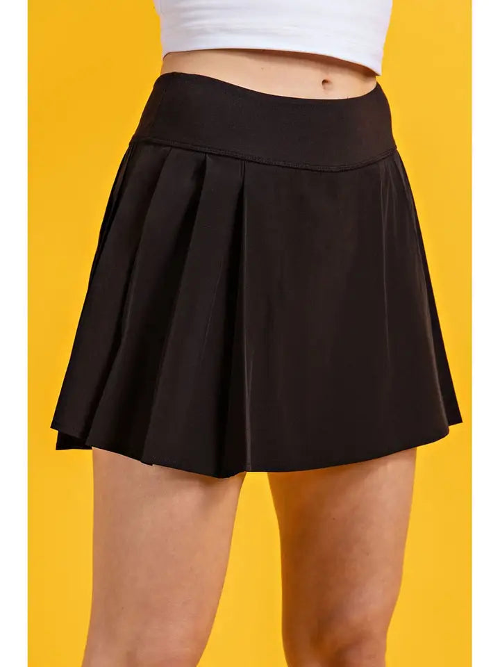 Active Side Pleat Skirt - Black