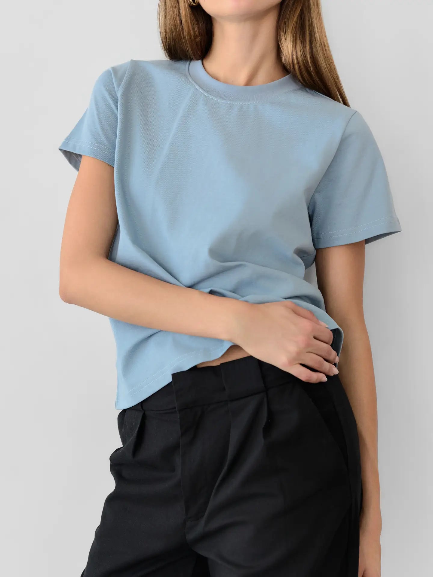 The Lanie Long Top - Dusty Blue