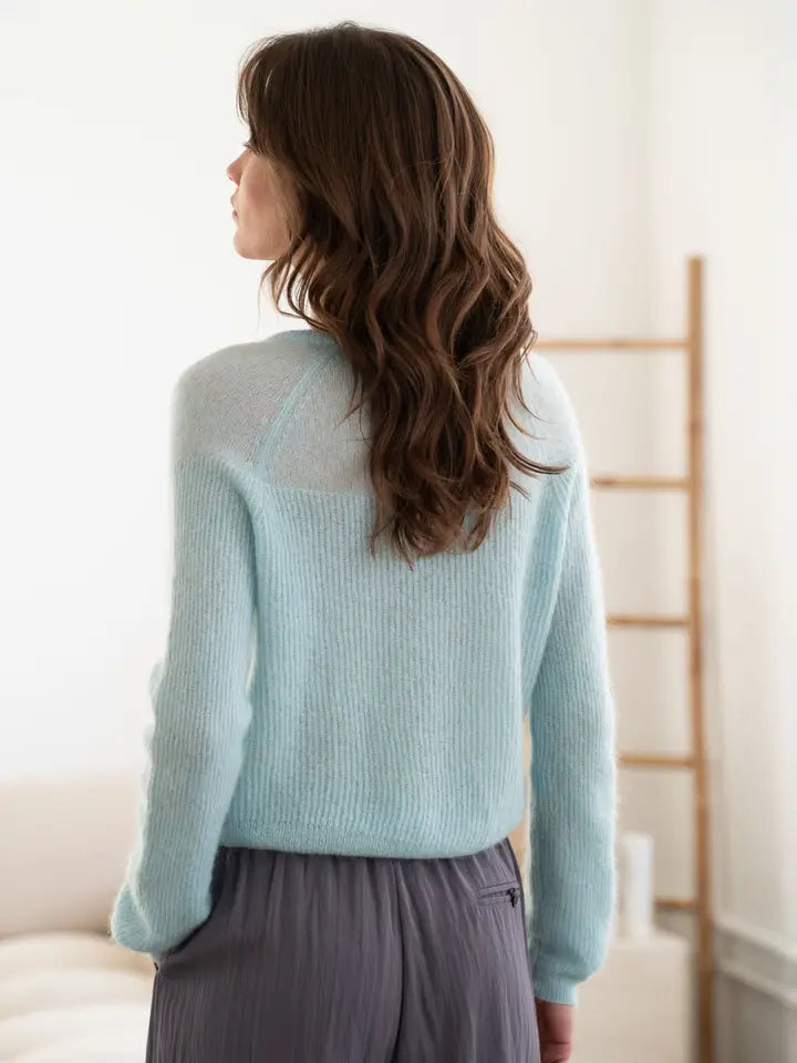 Mohair Sweater Cardigan - Baby Blue