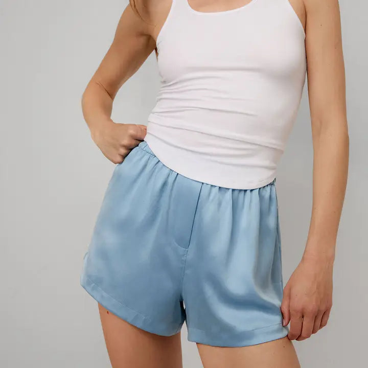 Lunya - Washable Silk Boxer Short - Arctic Sky