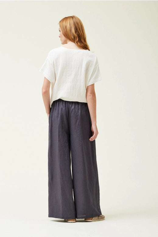 Grade + Gather - Long Line Linen Pant - Carbon