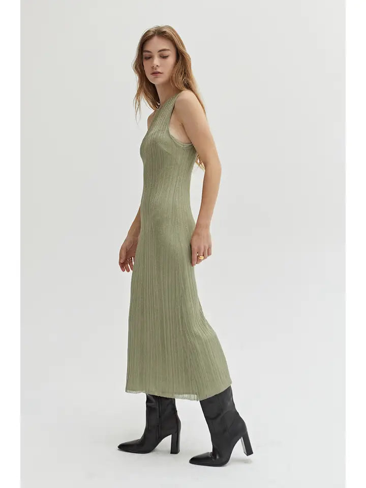 Ivanna Sheer Lurex Slip Dress - Eucalyptus