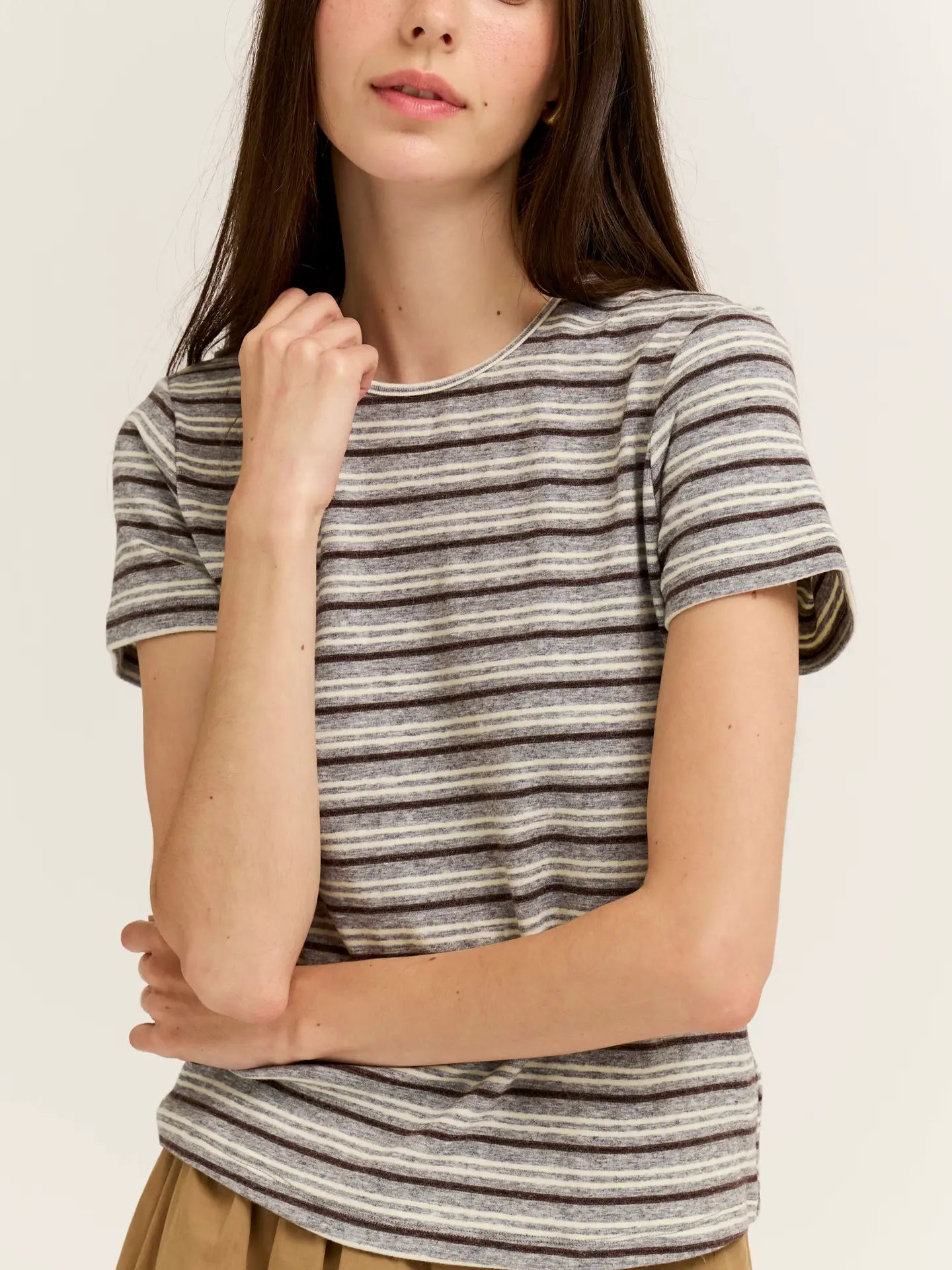 Grade + Gather - Stripe Jersey Tee - Charcoal