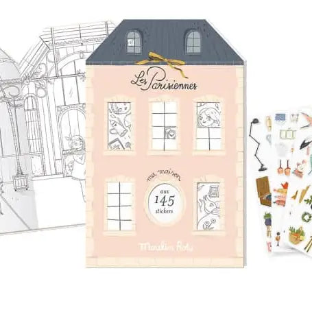 Moulin Roty - Coloring Book + Assorted Stickers - The Parisiennes