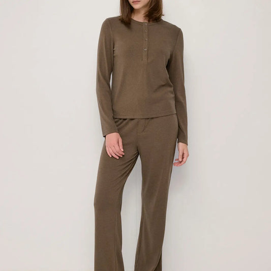 Henley Soft Knit Long Sleeve - Dark Taupe