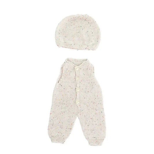 Miniland - Knitted Doll Outfit - Romper + Bonnet - Oat