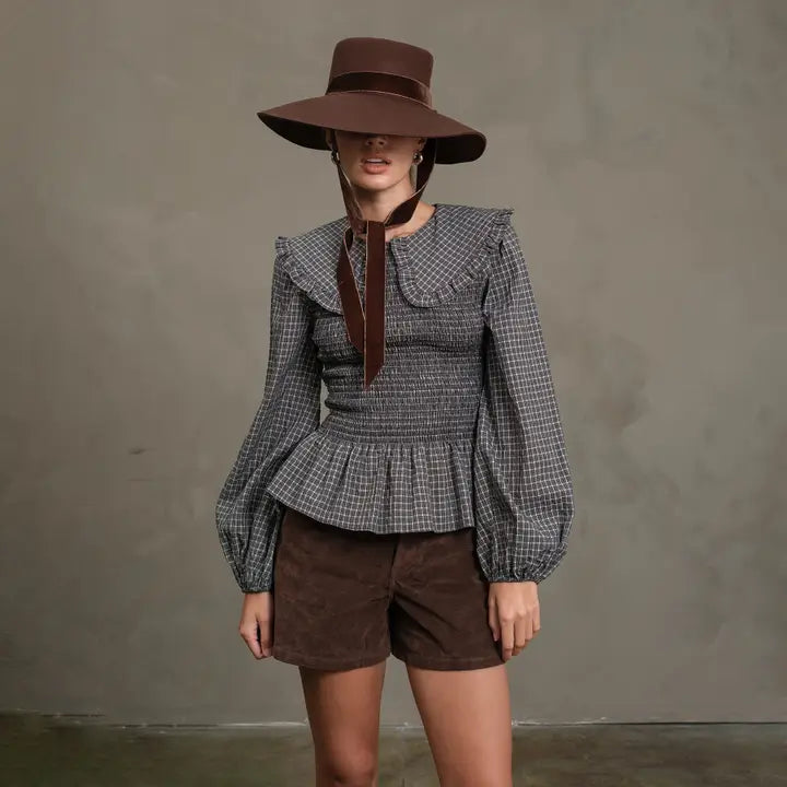 Blouse with Peter Pan Collar - Check