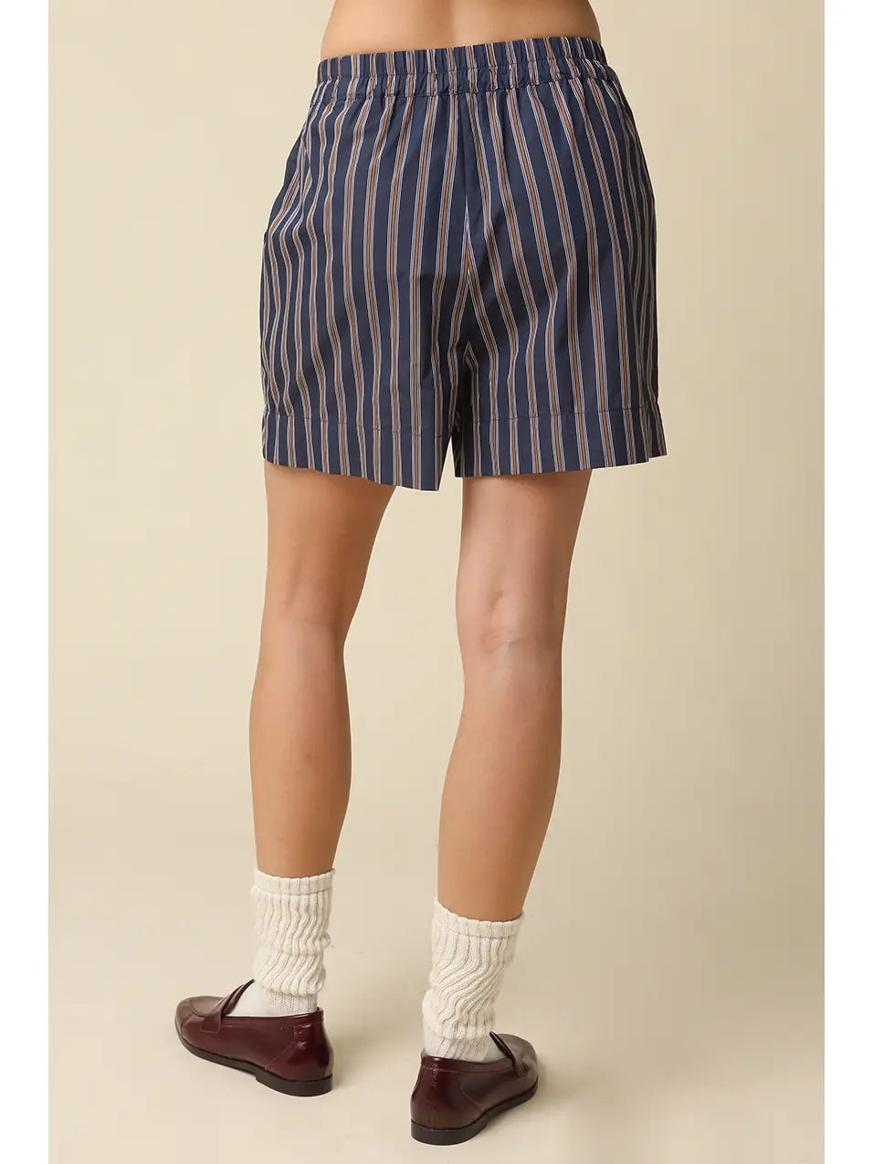 Hunter Striped Lounge Shorts - Navy Brown