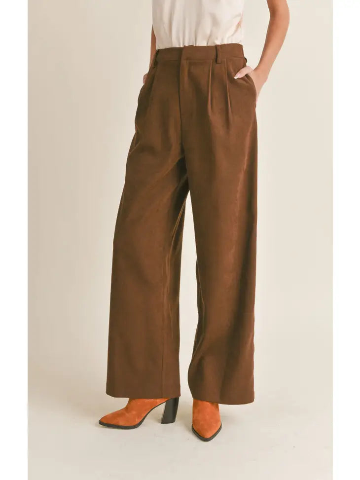 Meet Me Pleated Pants - Brown