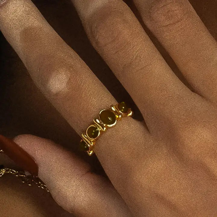 Canso 18K Gold Non-Tarnish Tiger Eye Ring - Brown