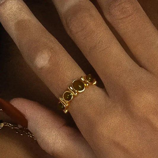 Canso 18K Gold Non-Tarnish Tiger Eye Ring - Brown