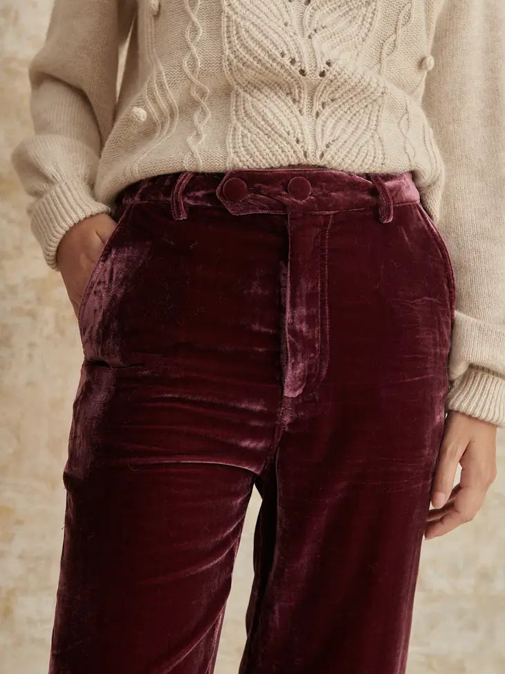 Klay Velvet Pants - Raspberry