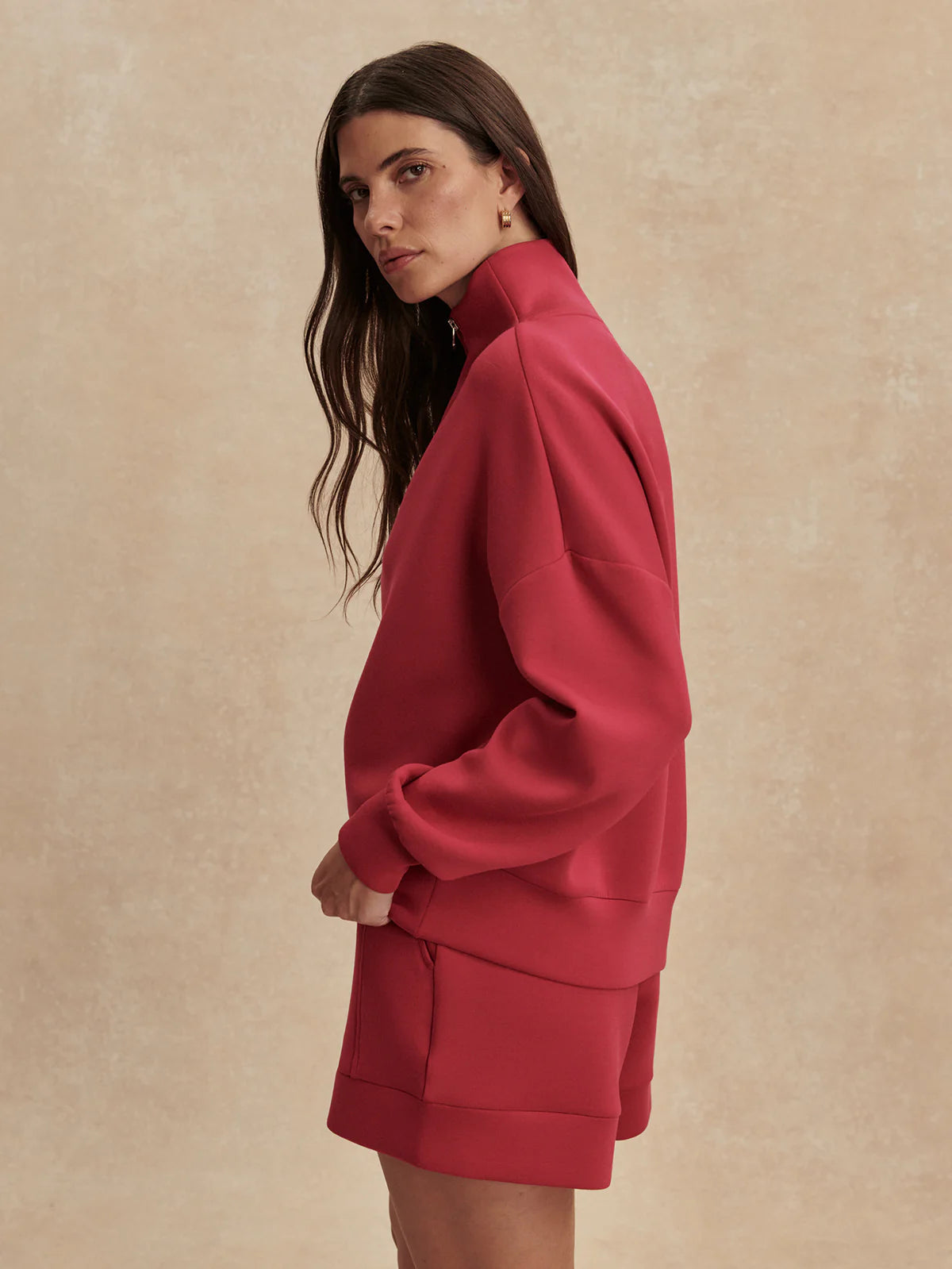 Varley - Hawley Half Zip Sweat - Rich Raspberry