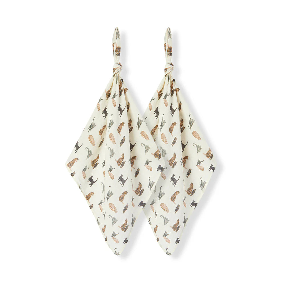 Milkbarn - Organic Muslin Burp Cloth Set - Cat