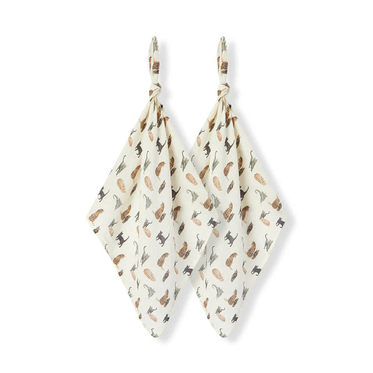 Milkbarn - Organic Muslin Burp Cloth Set - Cat