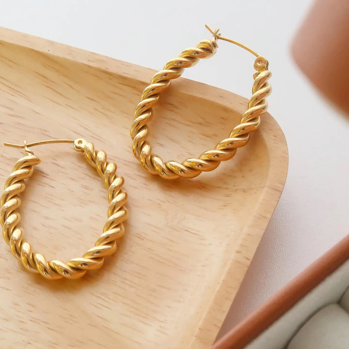 Brook Non-Tarnish Braided Hoop Earring - Gold
