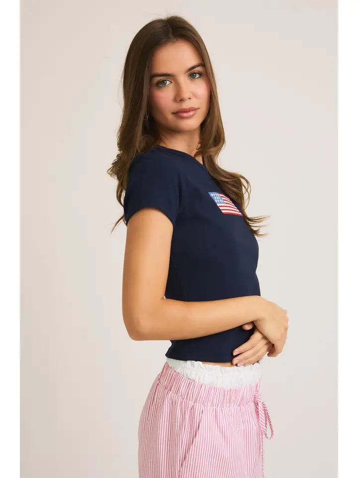 Short Sleeve USA Tee - Navy