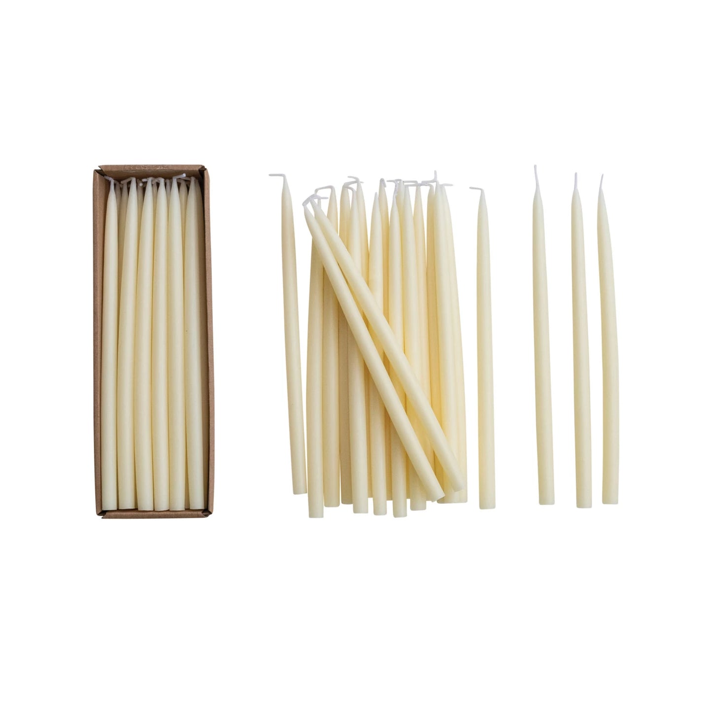Unscented Thin Taper Candles in Box - Set of 24 - Ivory