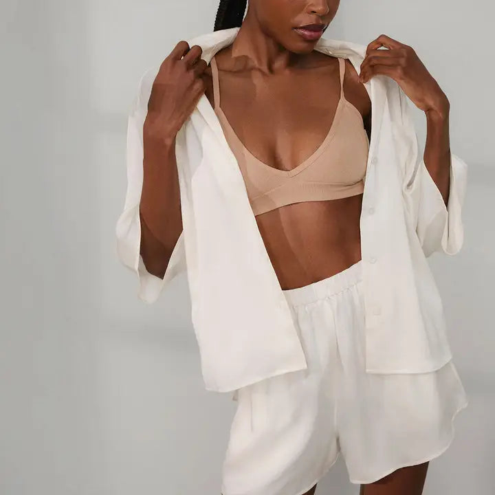Lunya - Washable Silk Relaxed Button Up - Tranquil White