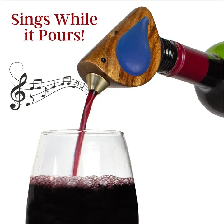 "Singing" Wine Bottle Pourer - Blue