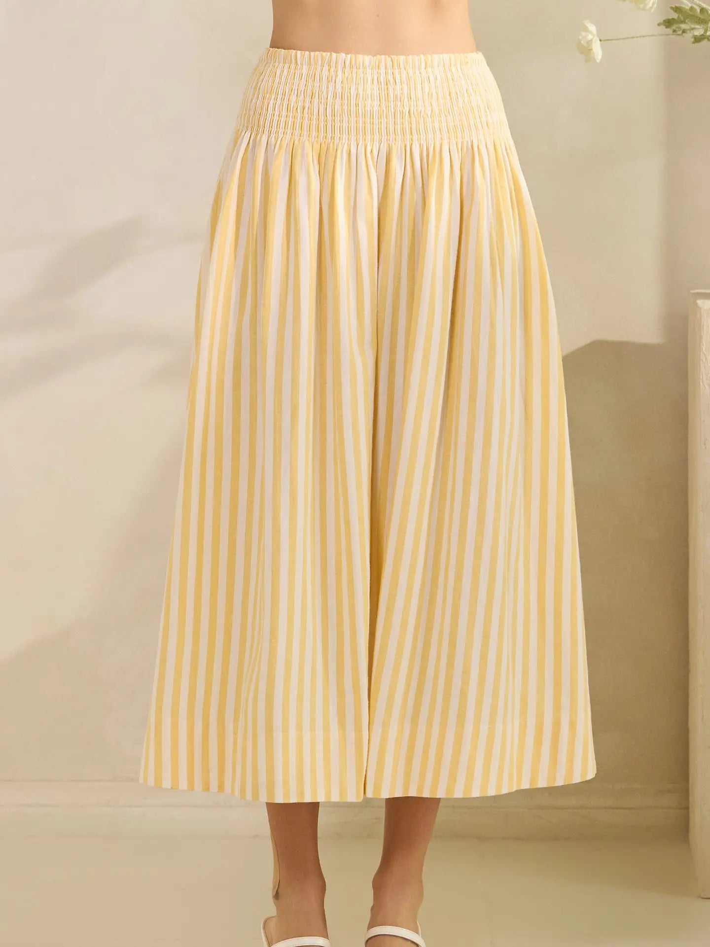 Smocked Maxi Skirt - Yellow Stripe