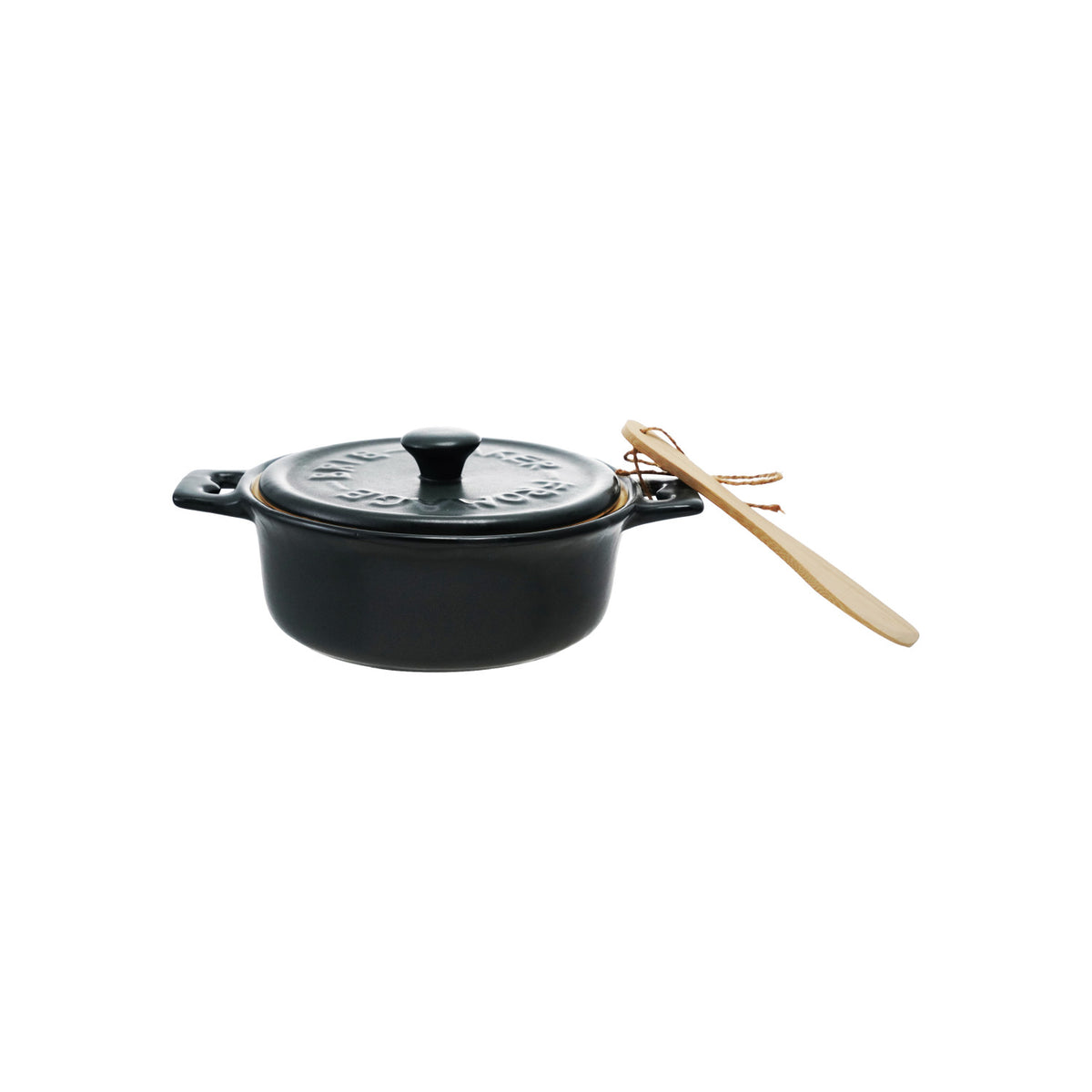 Stoneware Brie Baker with Bamboo Spreader - Dark Blue