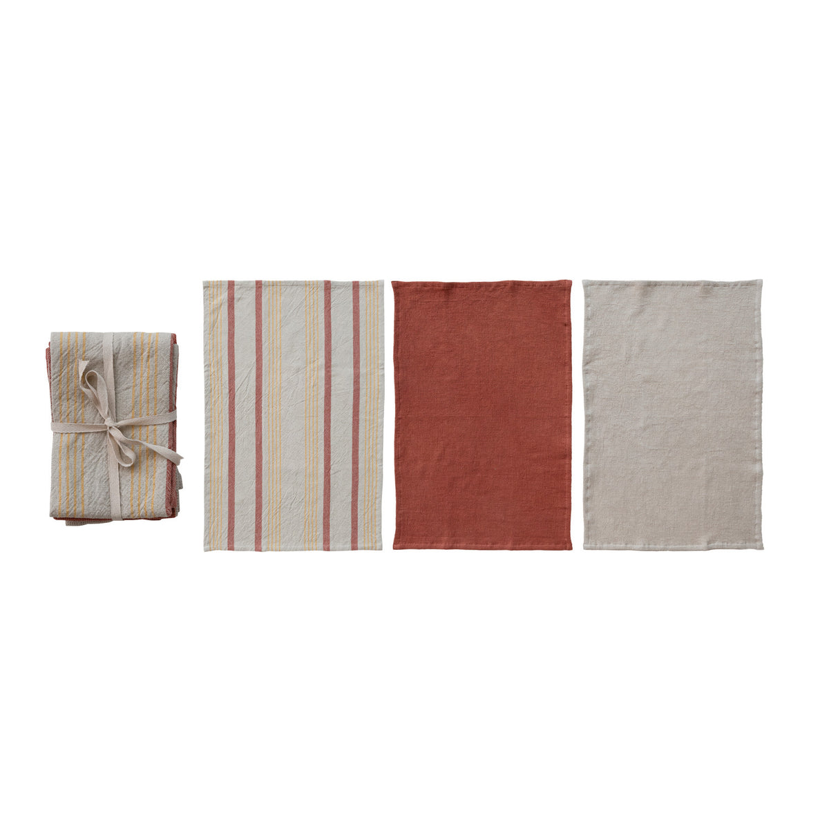 Cotton Woven Waffle Weave Tea Towels - Set of 3