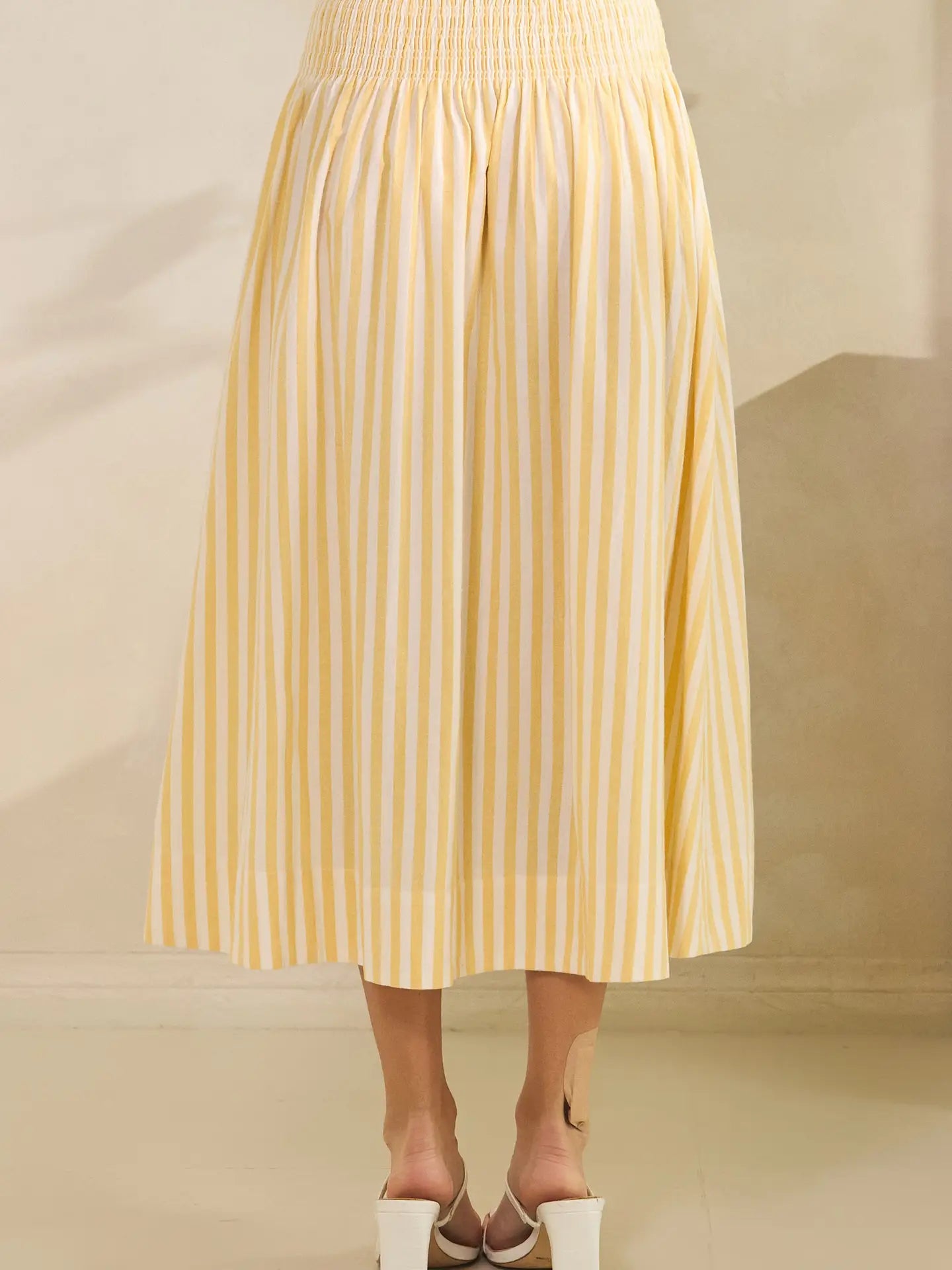 Smocked Maxi Skirt - Yellow Stripe