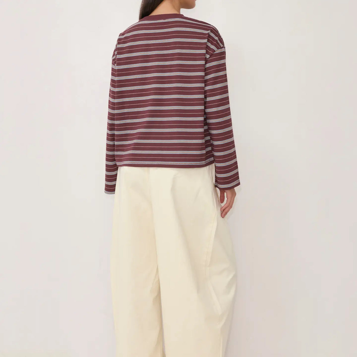 Striped Flare Long Sleeve- Burgundy