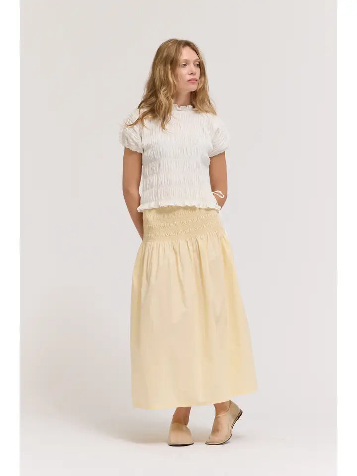 Smocking Waist Skirt - Butter Yellow