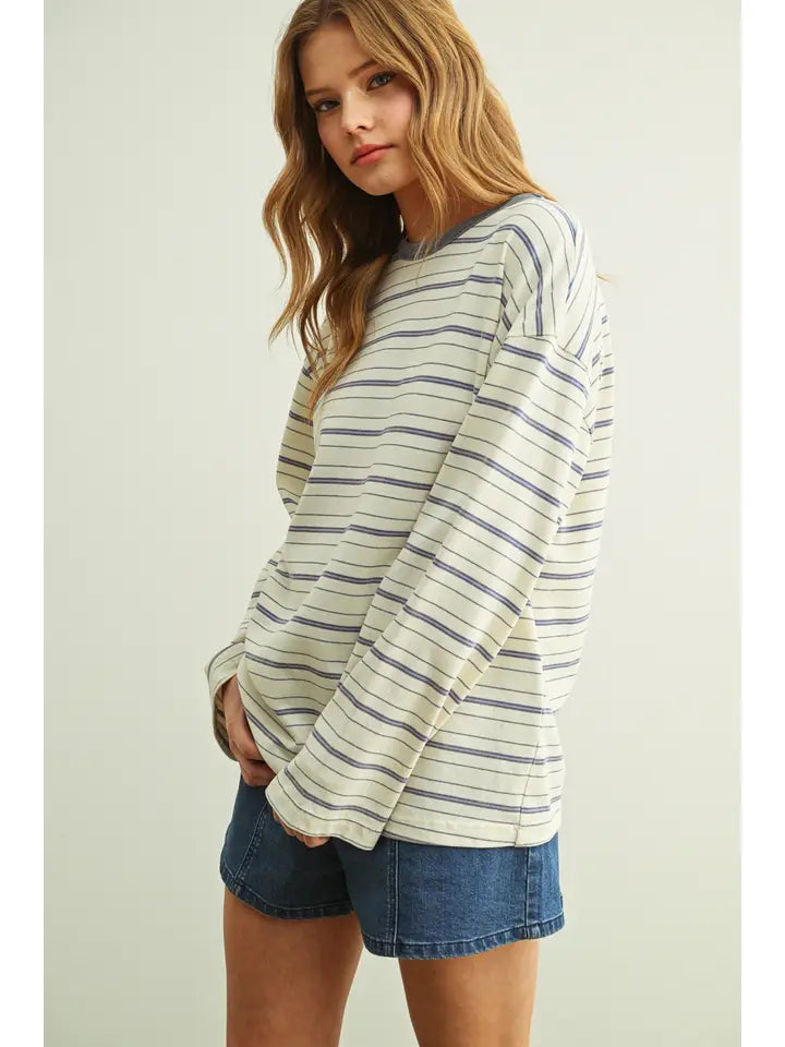 Striped Long Sleeve Top - Blue