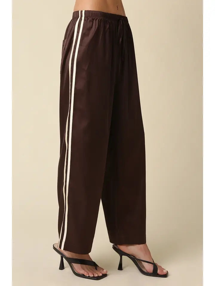 Side Stripe Pants - Chocolate