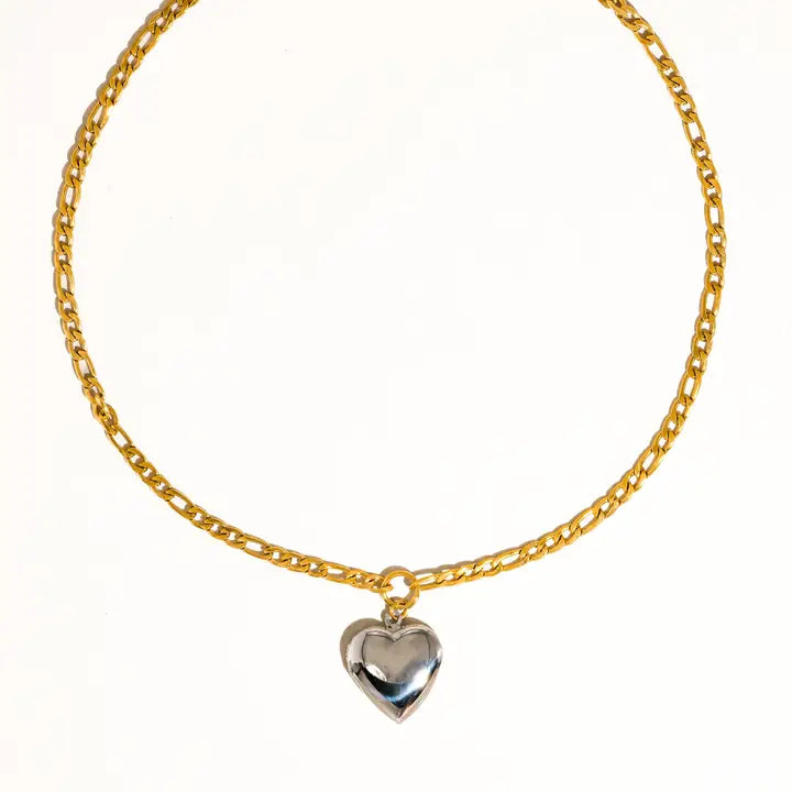 Heidi 18K Gold Non-Tarnish Two Tone Heart Locket Necklace