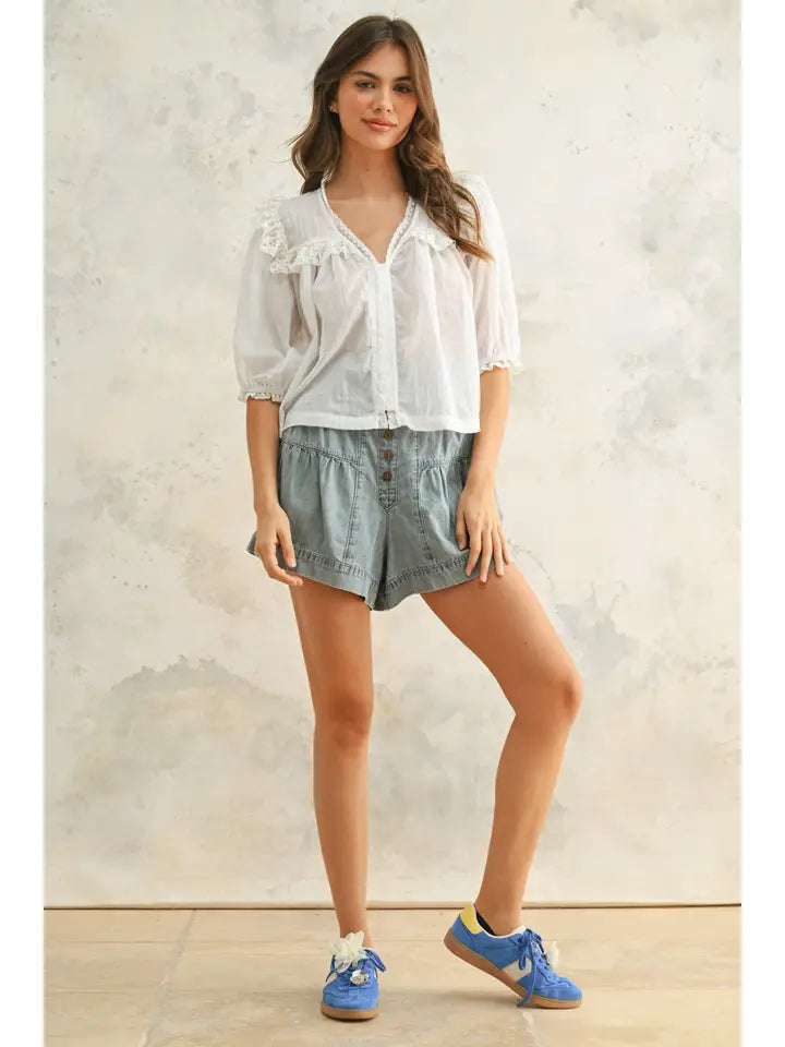 Lace Detailed Blouse - Off White