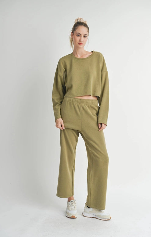 Relaxed Knit Top + Pant Set - Sage