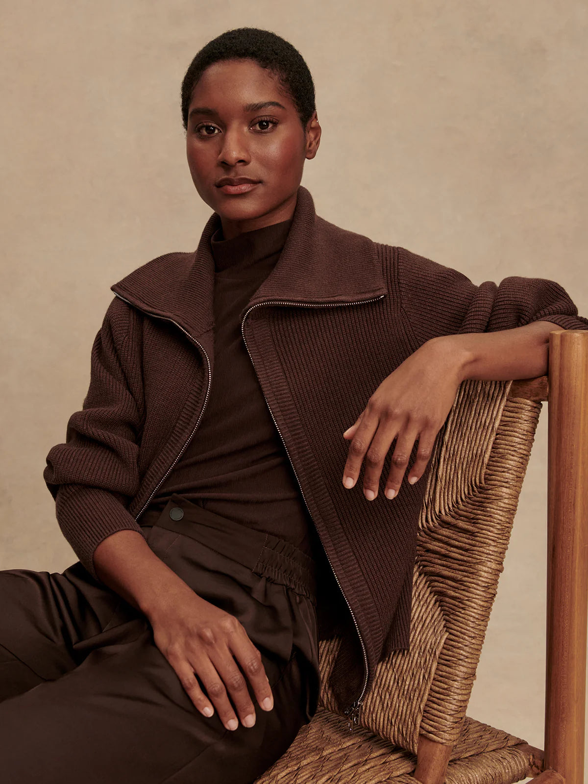 Varley - Enrico Knit Jacket - Coffee Bean