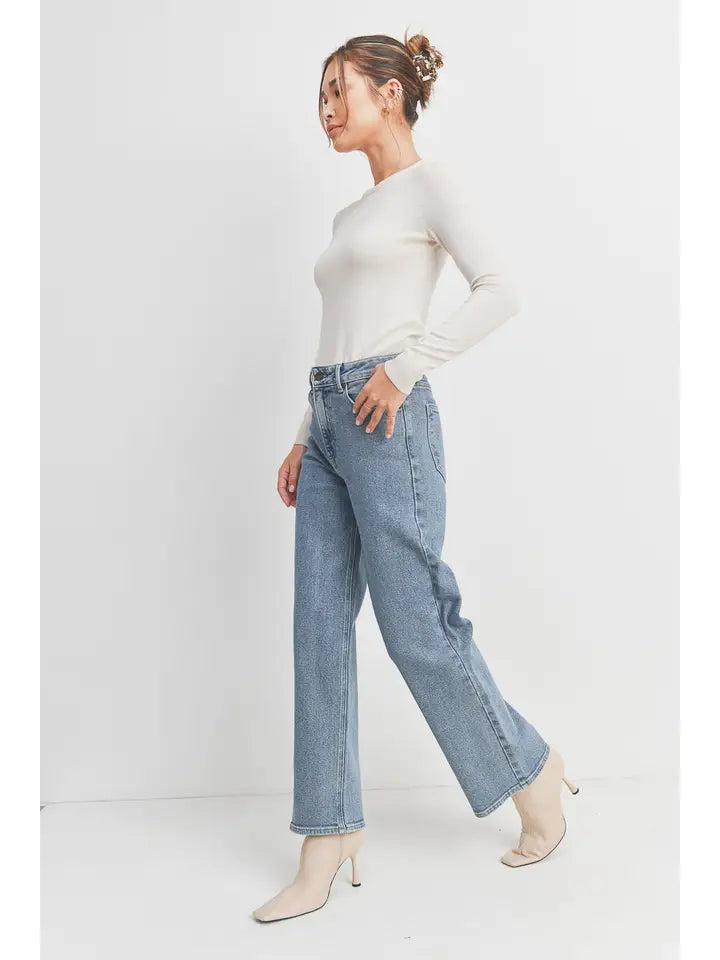 High Rise Full Length Jean - Light Denim