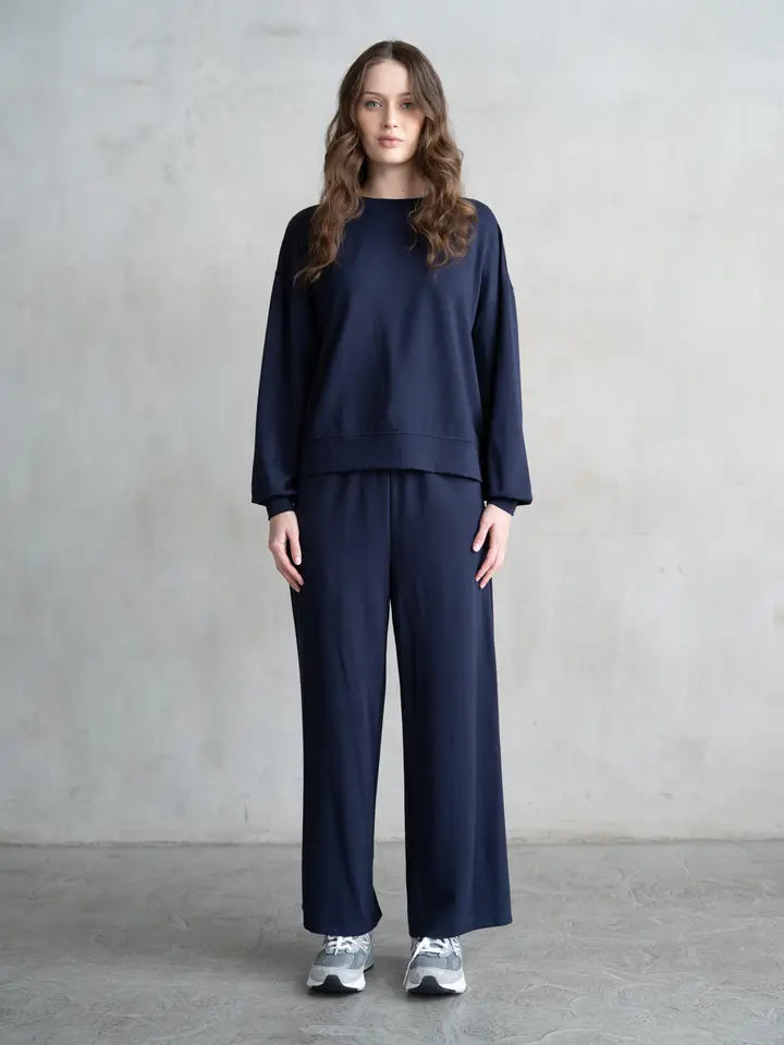 Wide Leg Lounge Pants - Slate Navy