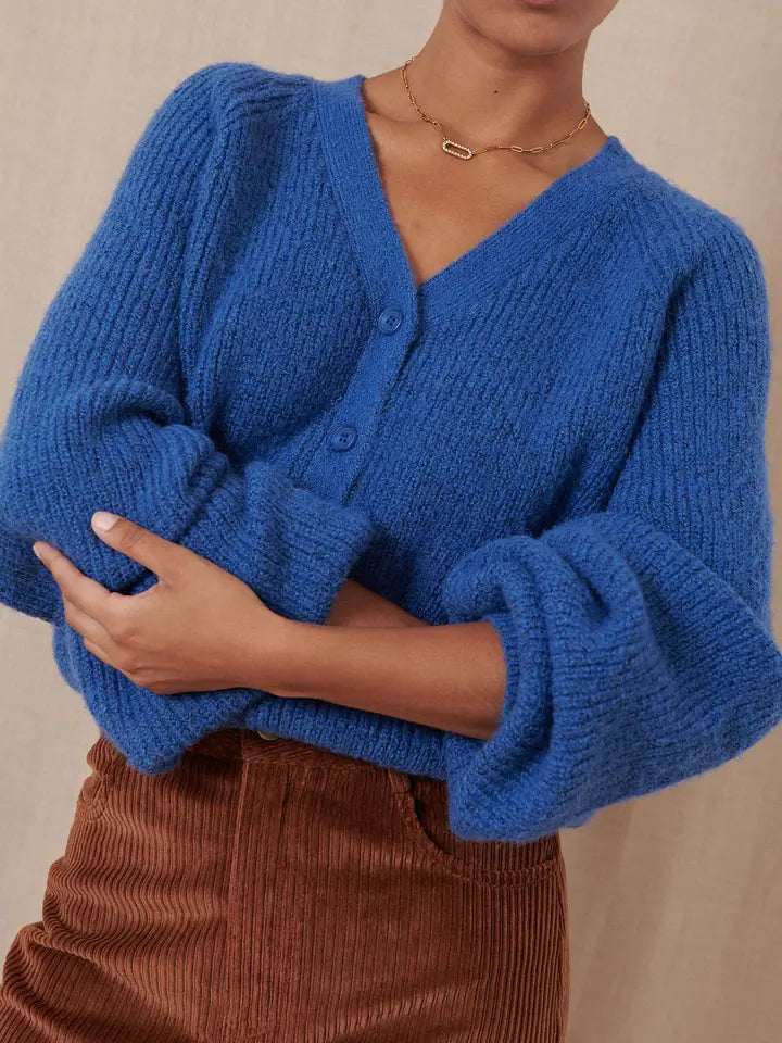 Knitted Tibet Cardgian - Blue