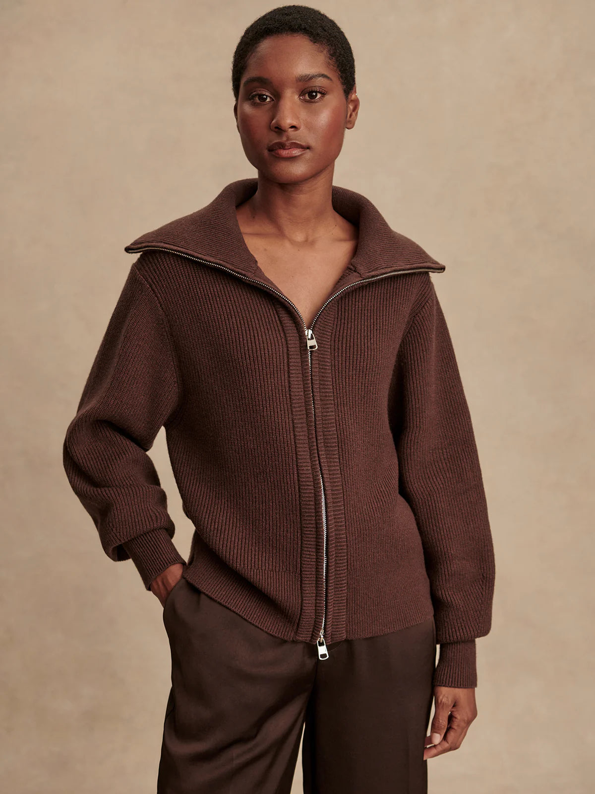 Varley - Enrico Knit Jacket - Coffee Bean
