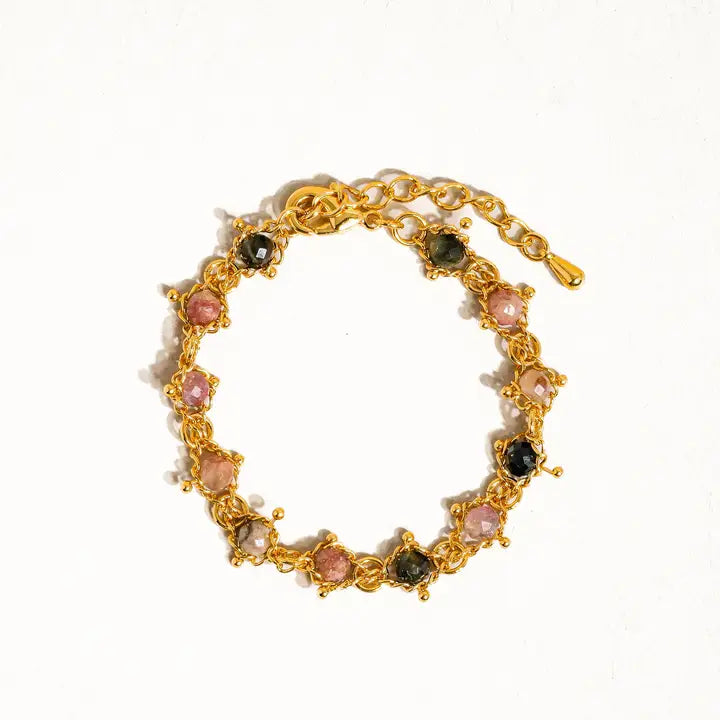 Skylar 18K Gold Multi-Stone Chained Bracelet