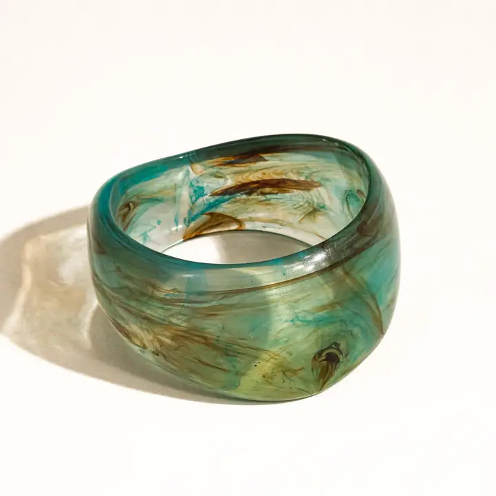 Cawlia Modern Bold Statement Resin Bangle - Blue