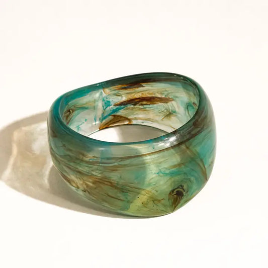 Cawlia Modern Bold Statement Resin Bangle - Blue