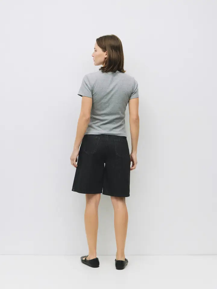 Ribbed Short Sleeve T-Shirt - Heather Grey