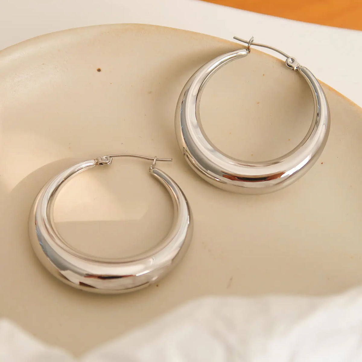 Galene Non-Tarnish Classic Large Hoop Earring - Silver