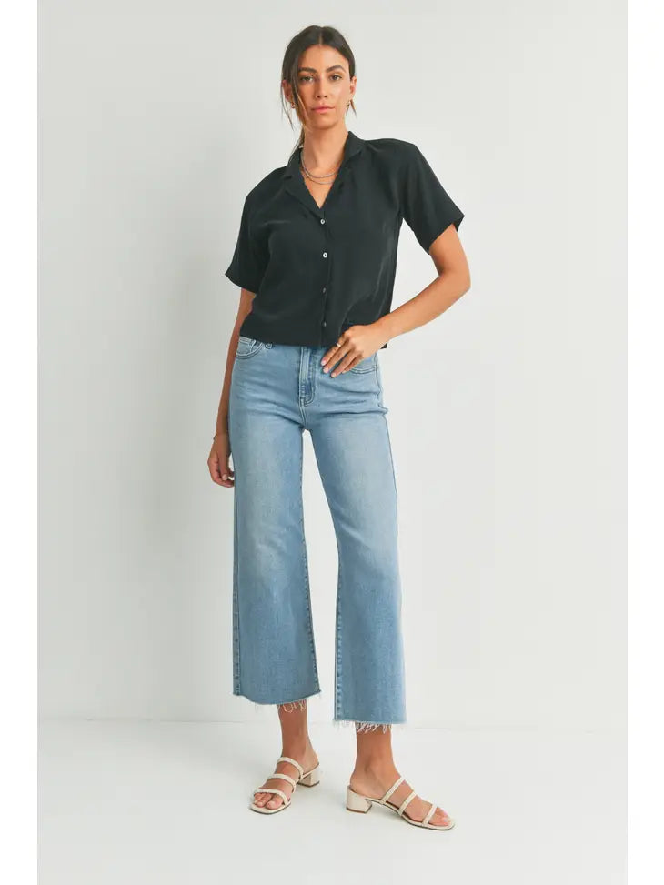 Slim Wide Leg Pant - Medium Denim